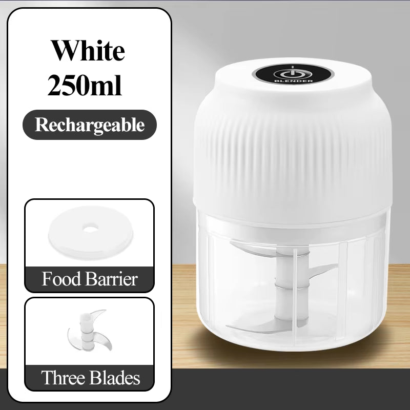 250Ml Mini Wireless USB Rechargeable Electric Vegetable Chopper Garlic Crusher Food Chopper for Kitchen Gadgets for Garlic