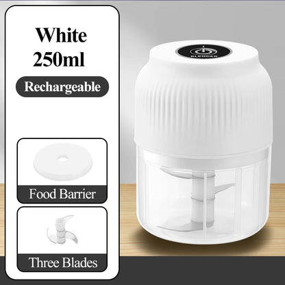 250Ml Mini Wireless USB Rechargeable Electric Vegetable Chopper Garlic Crusher Food Chopper for Kitchen Gadgets for Garlic